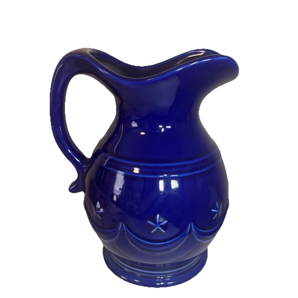 A Special Place Blue Pitcher, Pottery Vase Table Home Decor 7.75" Americana